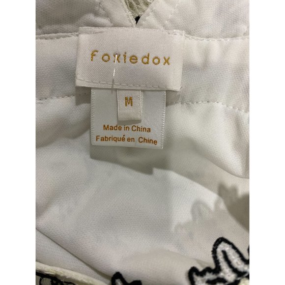 Anthro Foxiedox Ivory & Black Lace Midi Dress Medium - Picture 9 of 10